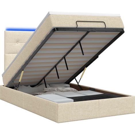 Maison Exclusive - Lit coffre avec matelas et LED Crème 120 x 200 cm Tissu (1/5)