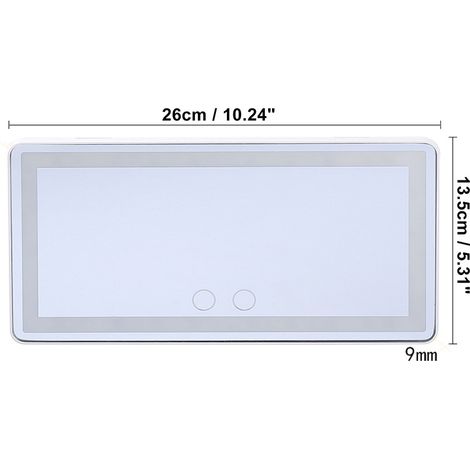 Rétroviseur de courtoisie auto avec miroir maquillage LED écran tactile capacitif réglable blanc rechargeable USB lithium ABS (1/4)