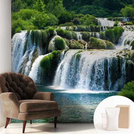 Papier peint intissé à motifs décoratifs pour salon chambre et bureau Décoration murale élégante avec colle Harmonie naturelle 250x250 cm (1/5)