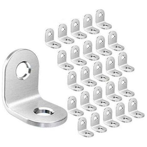 Pair 50-teiliges Set Edelstahl-Eckverbinder, 90°-Winkelverbinder – 20 mm x 20 mm x 16 mm L-förmige Möbeleckverbinder
