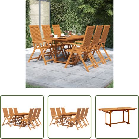 Table de jardin - Ensemble à manger de jardin 7 pcs Bois d'acacia massif 120-170 cm (1/5)