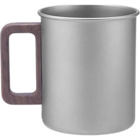 Ti Campingbecher, reiner Ti Reisebecher mit Holzgriff, großes Fassungsvermögen, tragbarer großer Bierkrug, Teebecher