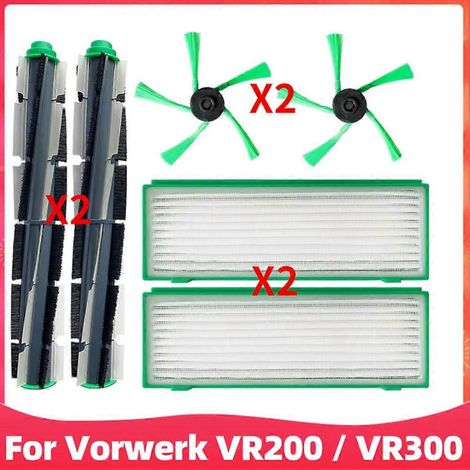 Lot de 6 accessoires pour aspirateur Vorwerk Kobold VR200 VR300 : brosse latérale rotative, filtre HEPA et accessoires ultra-résistants. (1/5)