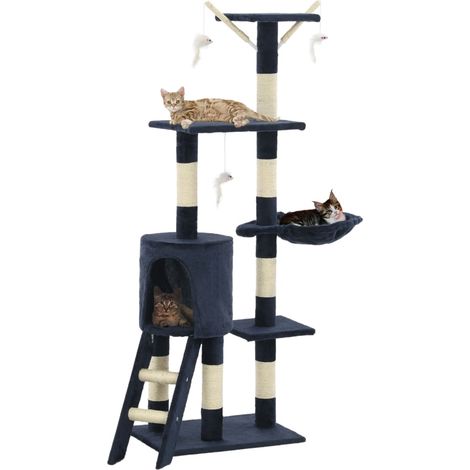 Katzen-Kratzbaum mit Sisal-Säulen 138 cm Dunkelblau