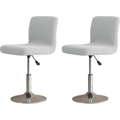 Un lot de 2 housses de chaise élastiques, également adaptées aux chaises pivotantes, tabourets de bar et tabourets de bar, de couleur gris clair. (1/4)
