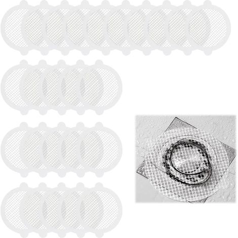 Lntyq Lot de 25 Attrape-Cheveux Jetable pour Douche, Filtres Adhésifs Anti-Cheveux Jetable pour Evacuations, Autocollants Jetables pour Canalisations de Douche, Grilles pour Bonde de Baignoire, 11cm