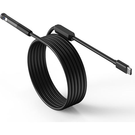Typ-C Endoskop-Inspektionskamera, 7,9 mm, integrierte, einstellbare LED-Beleuchtung, IP67 wasserdicht, Doppellinse, Schwarz