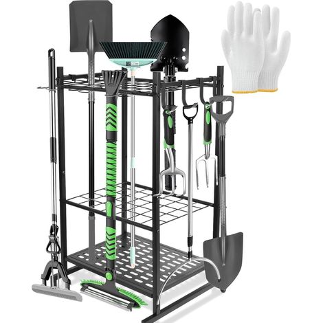 Range Outils de Jardin Debout 35 Fentes - Rack Rangement Outils Jardinage Acier Carbone - Organisateur Garage Atelier avec Crochets - Accessoires pour Outillage de Jardin Pelle Rateau Houe Fourche (1/5)