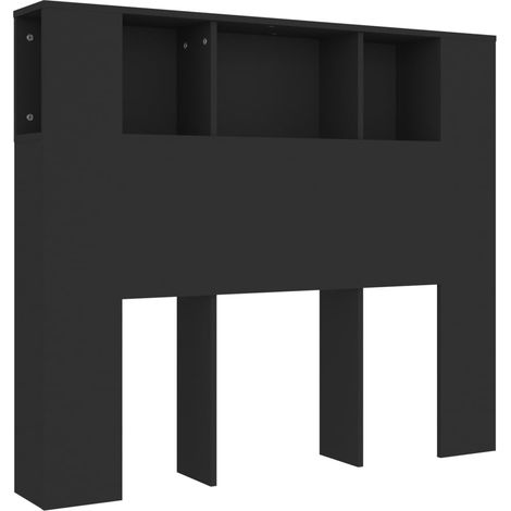 Testiera con accessorio letto contenitore mensola comodino 120 x 18,5 x 104,5 cm MDF nero TDL0200026