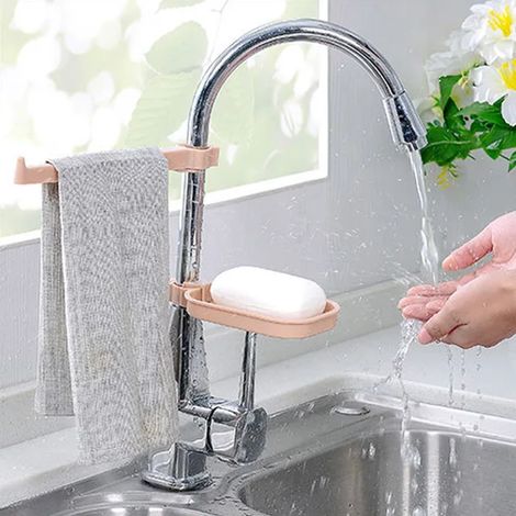Évier suspendu étagère de rangement égouttoirs vaisselle pince à linge cuisine organisateur salle de bain outils porte-éponge robinet Clips rose