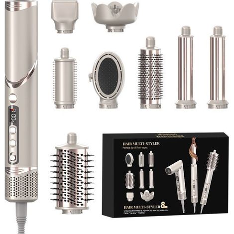 (Grau-lila) 8-in-1-Föhnbürste – 1600 W – 3 Heizstufen – Zubehör inklusive (1/4)