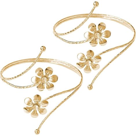Lot de 2 embrasses métal fleurs pour rideaux. (1/5)