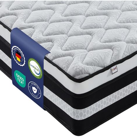 Matelas 160×200 cm, Très épais 26 cm, 7 Zones Matelas à Ressorts ensachés, Ergonomique, certifié Oeko-Tex, Respirant, Hypoallergénique, Fermeté Moyenne,Isolation des mouvements