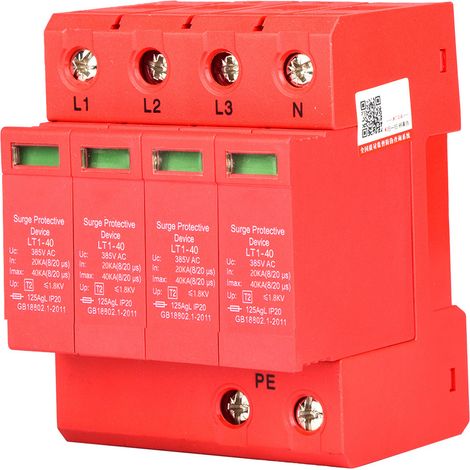 Parafoudre domestique 4P 40kA 385V, dispositif de protection contre les surtensions basse tension, courant nominal 20A (1/5)