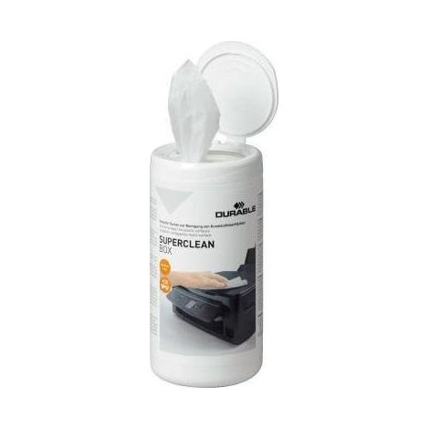 DURABLE Reinigungstuch DURABLE SUPERCLEAN BOX Computer Drucker Telefone Bürogeräte feuchtnachfüllbar 100 St./Pack. (1/4)