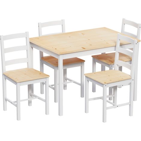 Yorkshire 4 Seater Wooden Dining Table Set Chairs Kitchen Room FurnitureWhite-&-Pine