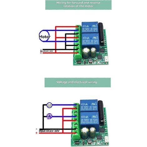 Récepteur relais RF 2 canaux avec télécommande RF 433 MHz, 6-30 V CC (1/5)