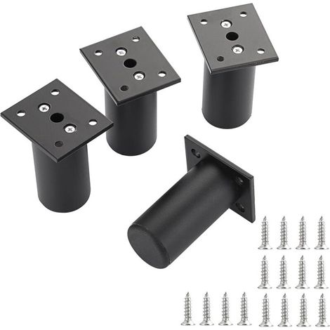 Pieds de meubles réglables en alliage d'aluminium, rehausseurs de lit, pieds de meubles pour cadre de lit, armoire, table (noir, hauteur 80 mm)