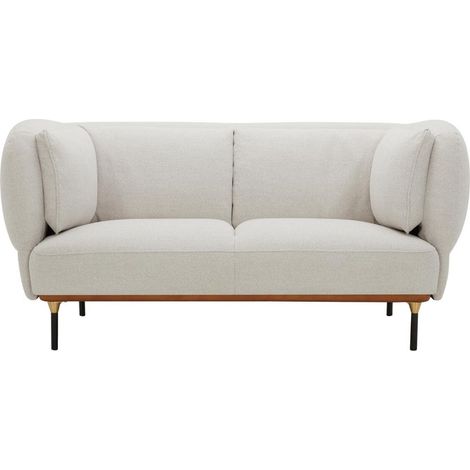 Canapé banquette fixe 2 places coloris gris clair avec pieds en métal - Longueur 172 x Profondeur 97 x Hauteur 80 cm (1/5)