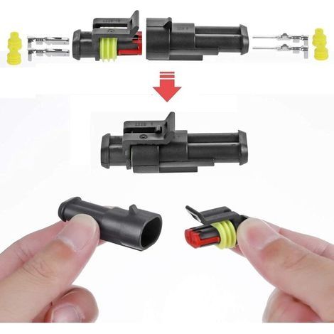 10er-Set wasserdichte 2-polige Kfz-Stecker, wasserdichter Kfz-Stecker, staubdicht, isoliert und abgedichtet (1/4)