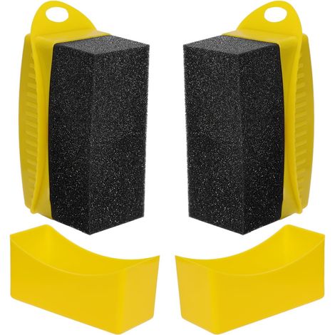 2 applicatori per lucidatura pneumatici, tampone applicatore riutilizzabile con spugna ergonomica rettangolare per la pulizia degli pneumatici e accessori per la pulizia dell'auto (giallo)