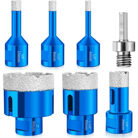 6 pièces M14 Forets Carrelage Diamant 6/8/10/20/35/50mm+1 M8 Adaptateur (1/5)
