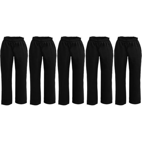 Pantalons de cuisinier mixtes en polycoton Whites Vegas noirs L (lot de 5) - WHITES CHEFS CLOTHING (1/5)
