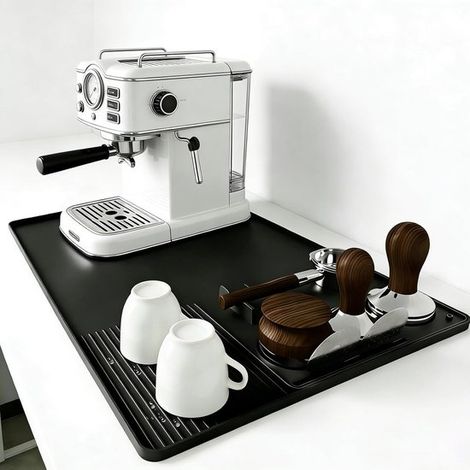 60x40x1 cm - Adatto come tappetino per macchine da caffè, tappetino asciugaposate, tappetino per elettrodomestici e ciotola per cibo per animali domestici - Nero (1/5)