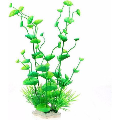 TrAdE Shop Traesio - Pianta 16 Cm Piantina Artificiale Per Acquario Piante Finte Plastica Verde -