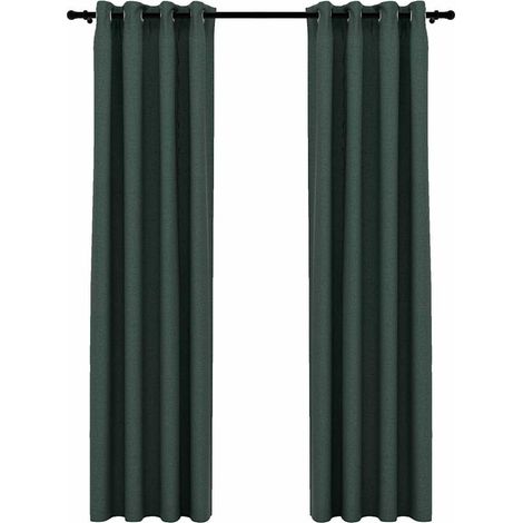 Maison Exclusive - Rideaux occultants Aspect lin avec œillets 2 pcs Vert 140x245cm