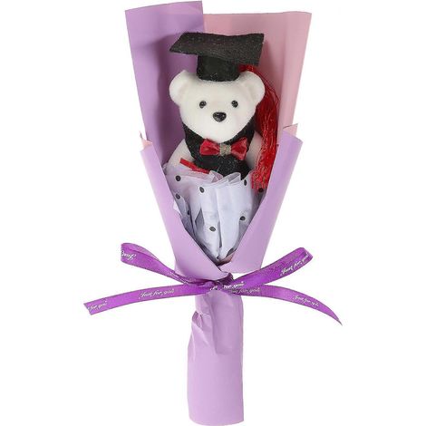 1 bouquet de fin d'études - Joli bouquet ours mignon - Fournitures pour fête de remise de diplômes-28.5X12CM-Purple (1/3)