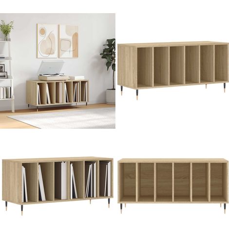 Mobile Porta Dischi Rovere Sonoma 100x38x48cm Legno Multistrato - Ripostiglio per dischi - Mobile per giradischi