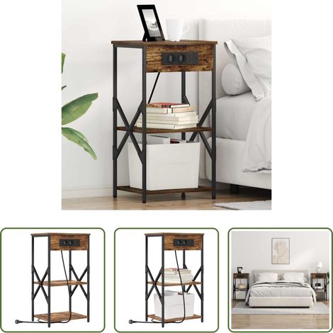 Rangement chambre - Cabinet de chevet Chêne fumé 41 x 31 x 76 cm Bois d'ingénierie (1/5)