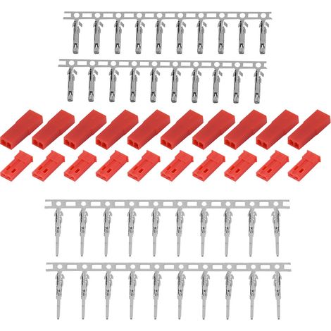 Ensemble de Connecteurs JST Rouge pour Batterie - 10 Paires Mâle et Femelle avec Broches