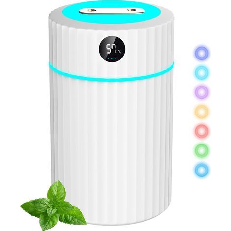 Humidificador de aire de doble pulverización con pantalla LED, humidificador de aire ultrasónico silencioso, humidificador de aire para dormitorio.