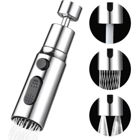 3-mode kitchen hand shower, 360° rotating nozzle with aerator, ideal for kitchen and bathroom, water regulation (1/5)