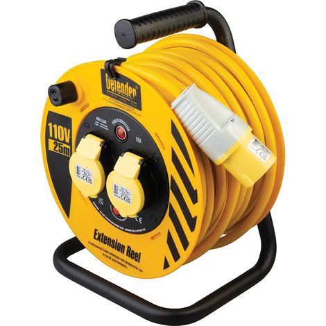 Defender 110v Cable Reel Extension Lead Industrial 25 Metre 16A E86450 (1/3)