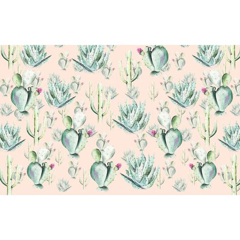Papier peint panoramique naturel Cactus Rose (1/4)