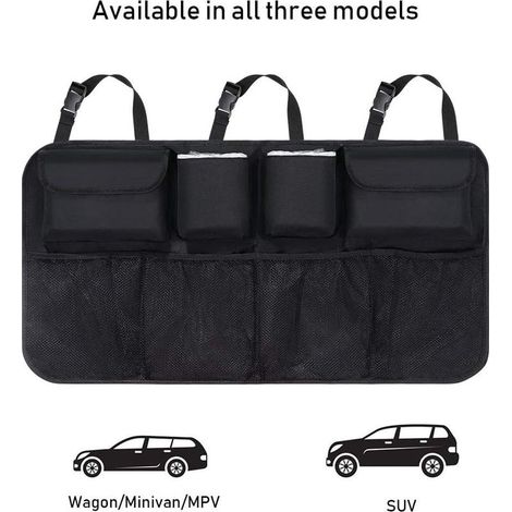 Multipurpose Pliables Sac de Rangement Voiture, coffre rangement voiture, voiture rangement, Noir (1/5)