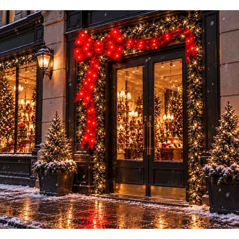 Bonturi Casa Fiocco Rosso Led Natale 160cm 216 LED IP 44 (1/5)