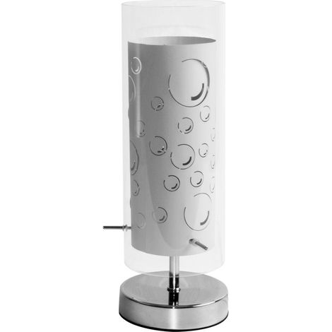 Lampada da tavolo Lampada da tavolo Lampada da lettura Lampada laterale Lampada da lettura Lampada da comodino, metallo vetro trasparente, interruttore, 1x attacco E14, DxH 12x34cm