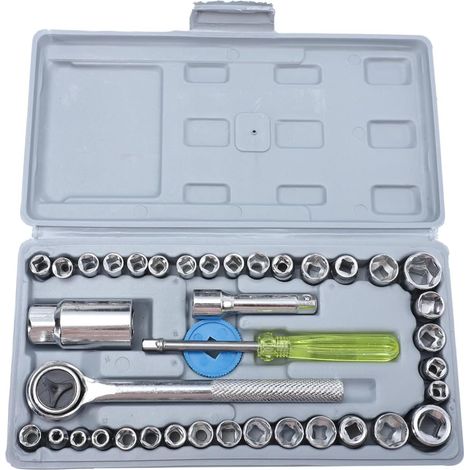 1 Ensemble Jeu de Outils Réparation Clé à Cliquet Douilles pour Mécanique Automobiles Kit Entretien Maintenance - (1/5)