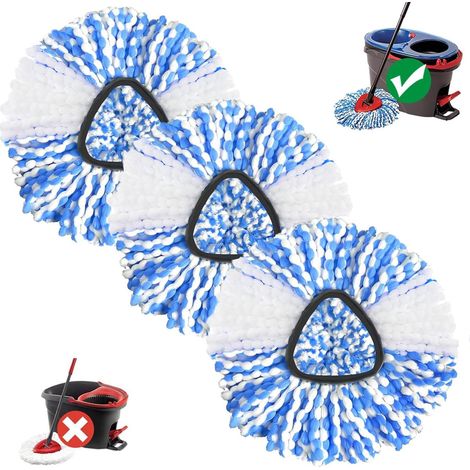 3 Pièces Tête De Serpillière Microfibre Compatible Vileda H2prO Lavable Installation Facile Pour Sol