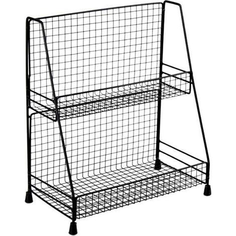 Mensola Porta Spezie 2 Piani in Metallo - 30x15x34cm - Colore Nero