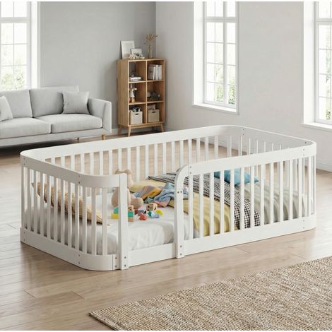 Parque para bebé modular 140 x 200 cm, barrotes de seguridad de 7 cm, blanco DESVIAE (1/5)