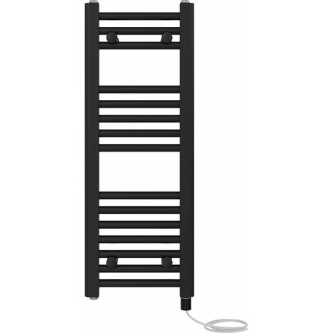 Prefilled Electric Straight Heated Towel Rail Radiator Ladder Warmer 800x300mm Black (1/5)