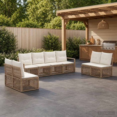 vidaXL Ensemble de canapé de jardin 8 pcs Beige polyrotin (1/5)