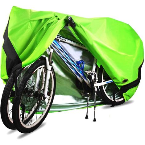 Housse de vélo, 210D Haute Qualité Housse de Bicyclette Imperméable Polyester Oxford,Convient Aux Vélos et électrique Motos et Scooters, Peut Couvrir Jusqu'à Deux Vélos (Vert) (1/5)