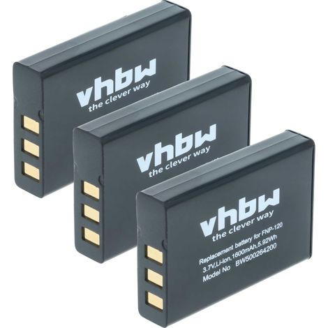 vhbw 3x Akku Ersatz für Drift DRIFLLBAT für Kamera (1600 mAh, 3,7 V, Li-Ion) (1/5)