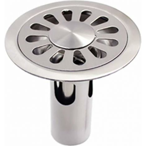 Desagüe de piso redondo, acero inoxidable cepillado, detector de olores de alcantarillado, adecuado para baño, cocina, lavadero, jardín (1/4)